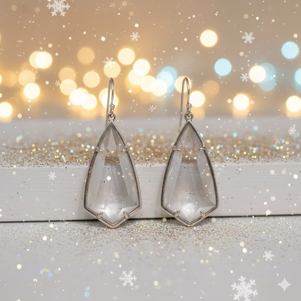 Kendra Scott Carla Drop Earrings in Silver Frame & Gray